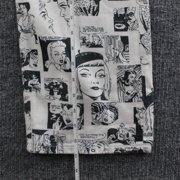 Reformation Jeans 26 Straight Leg Comic Print Newsprint High Rise White Denim - Picture 16 of 16